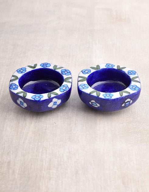 Blue Pottery T-Holder Set Of 2 Pcs.